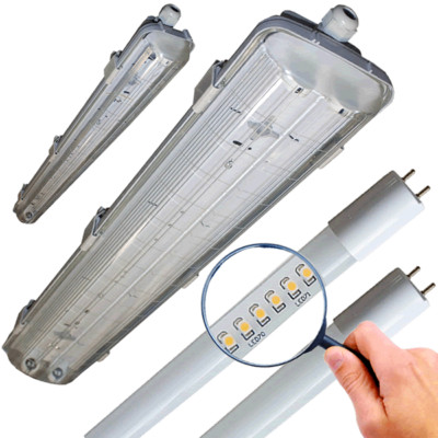 Set LED Feuchtraumleuchte Röhren Wannenleuchte Keller Polycarbonat schlagfest !
