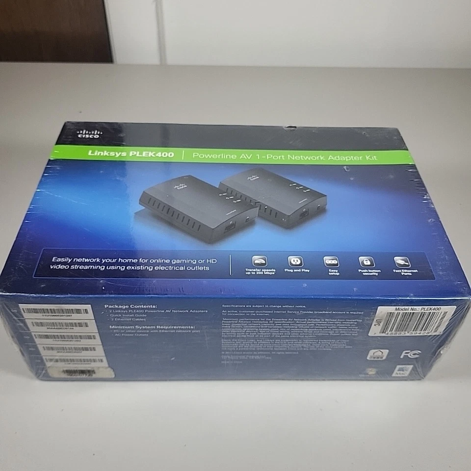NEW SEALED! Linksys Cisco Powerline 400 Bridge - PLEK400 HomePlug AV (HPAV)   - Image 2 of 4