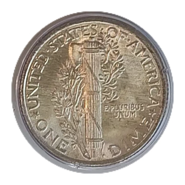 1936 Mercury 90% Silver Dime 10 Cent Coin MS65 PCGS Old Green Rattler Holder OGH - Image 4 of 4