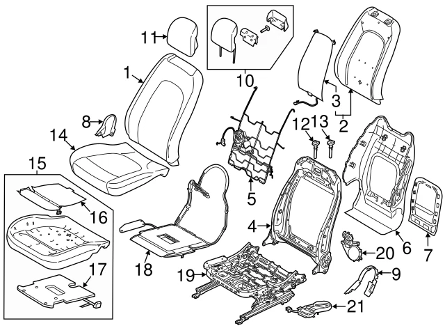 Cubierta trasera de asiento de cuero genuina Ford Lincoln DP5Z-54644417-CA color tostado duna  Foto 2 de 4