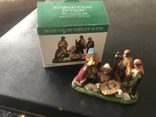 International Bazaar Nativity Scene Porcelain Christmas Manger VTG W/Box Small