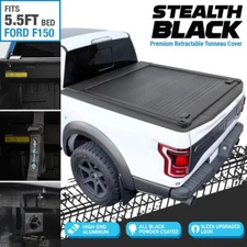 Stealth Black Premium MRB Retractable Hard Tonneau Cover For 2004-26 F-150 5.5ft