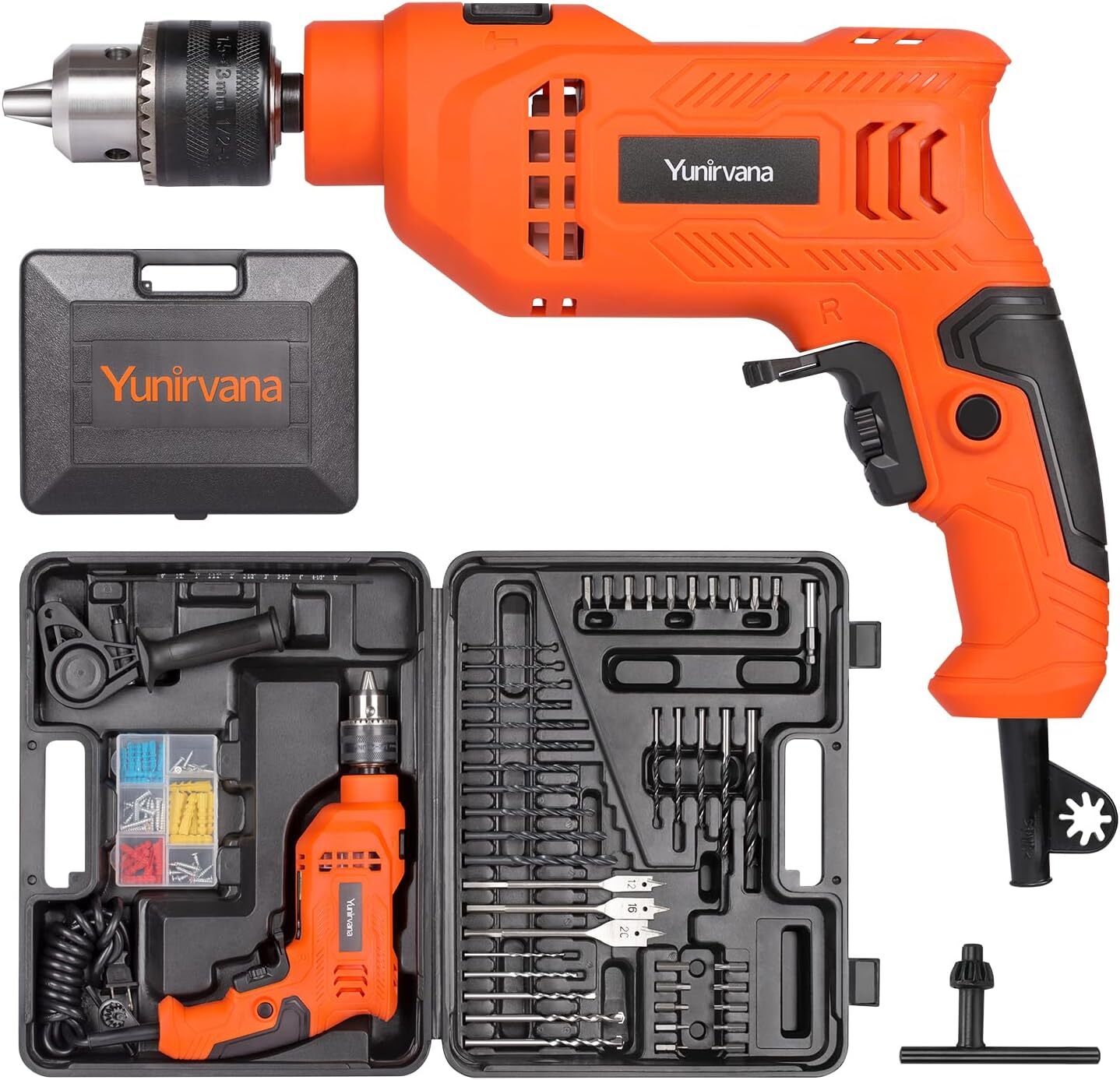 4.5Amp Drill with 105pcs Accessories, 1/2-inch Corded Impact Drill Hammer Drill