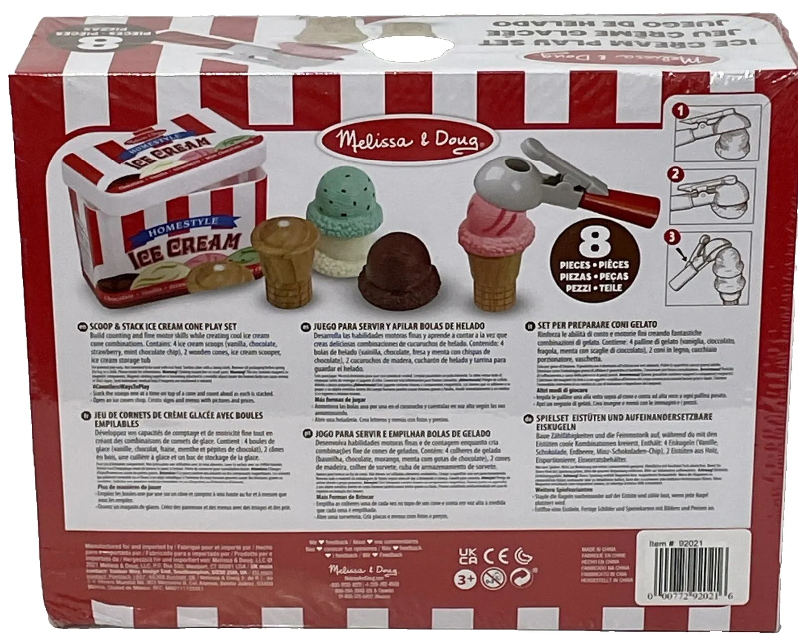 Melissa & Doug Scoop & Stack Ice Cream Cone Magnetic Pretend Play Set (New)