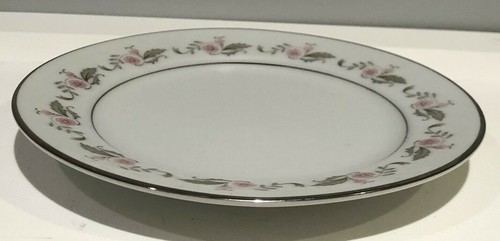 Mimosa Priscilla Japan 6.5" Bread/Dessert Plate-Ring Of Pink Flowers&Gray Leaves - Picture 8 of 12