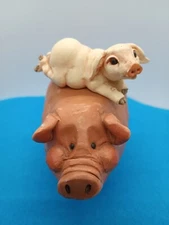 Folk Art Pig With Spots By Suzi Skoglund & Bonus Lounging Pig 