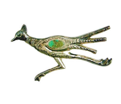 2589:: 1950s Roadrunner Pin or Brooch unmarked .925 sterling silver, Bisbee AZ