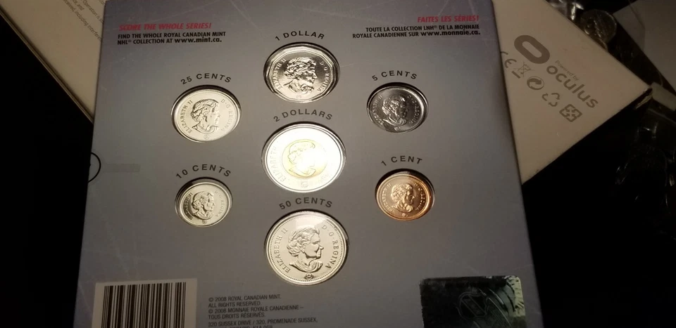 2008 Ottawa Senators NHL Mint Set Canada Having Rare Coloured Jersey $1 Coin. - Image 3 of 3