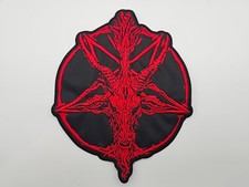 SATANIC GOAT PENTAGRAM RED EMBROIDERED BACK PATCH