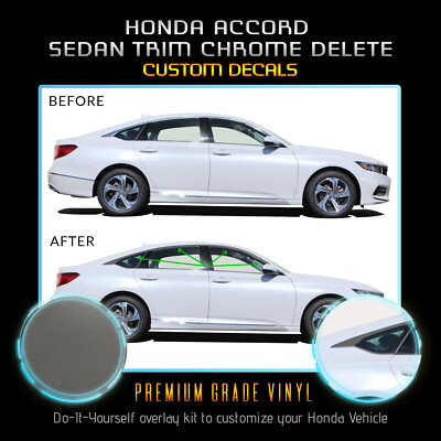 For 2018-2020 Honda Accord Trim Chrome Delete Overlay Kit - Satin Matte