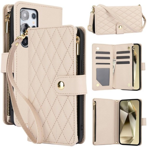 For Samsung S21 Ultra S20 FE S24 Plus S23 Zip Wallet Case Flip Leather Cover - Picture 58 of 101