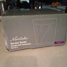 Noritake Sweet Swirl Lilac Double Old Fashion rock Glasses 4” Set Of 4