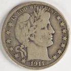 VG+ 1911 S Barber Half Dollar