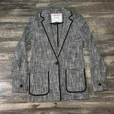 Cartonnier Anthropologie Tweed Size 2 Black White Contrast Trim Tailored Jacket