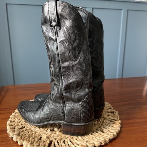 J. Chisholm Boots Women's Size 8.5 D Exotic Teju Lizard Black Leather - Picture 5 of 13