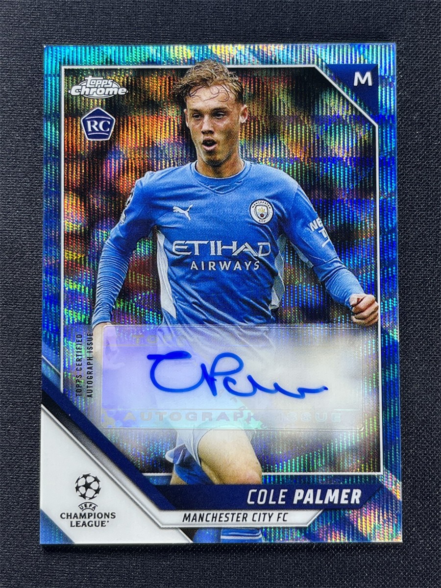 2021-22 Topps Chrome UEFA Cole Palmer #CA-CP Rookie RC Blue Wave Auto /75