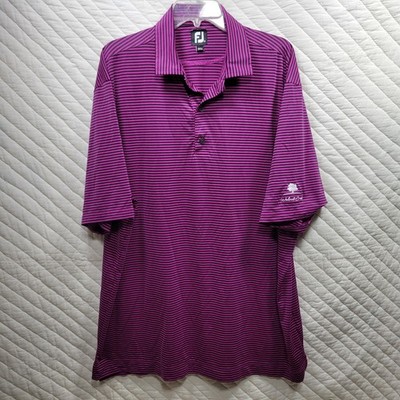 Footjoy Mens XXL 2XL Pink Black Striped Short Sleeve Golf Polo Walnut Creek
