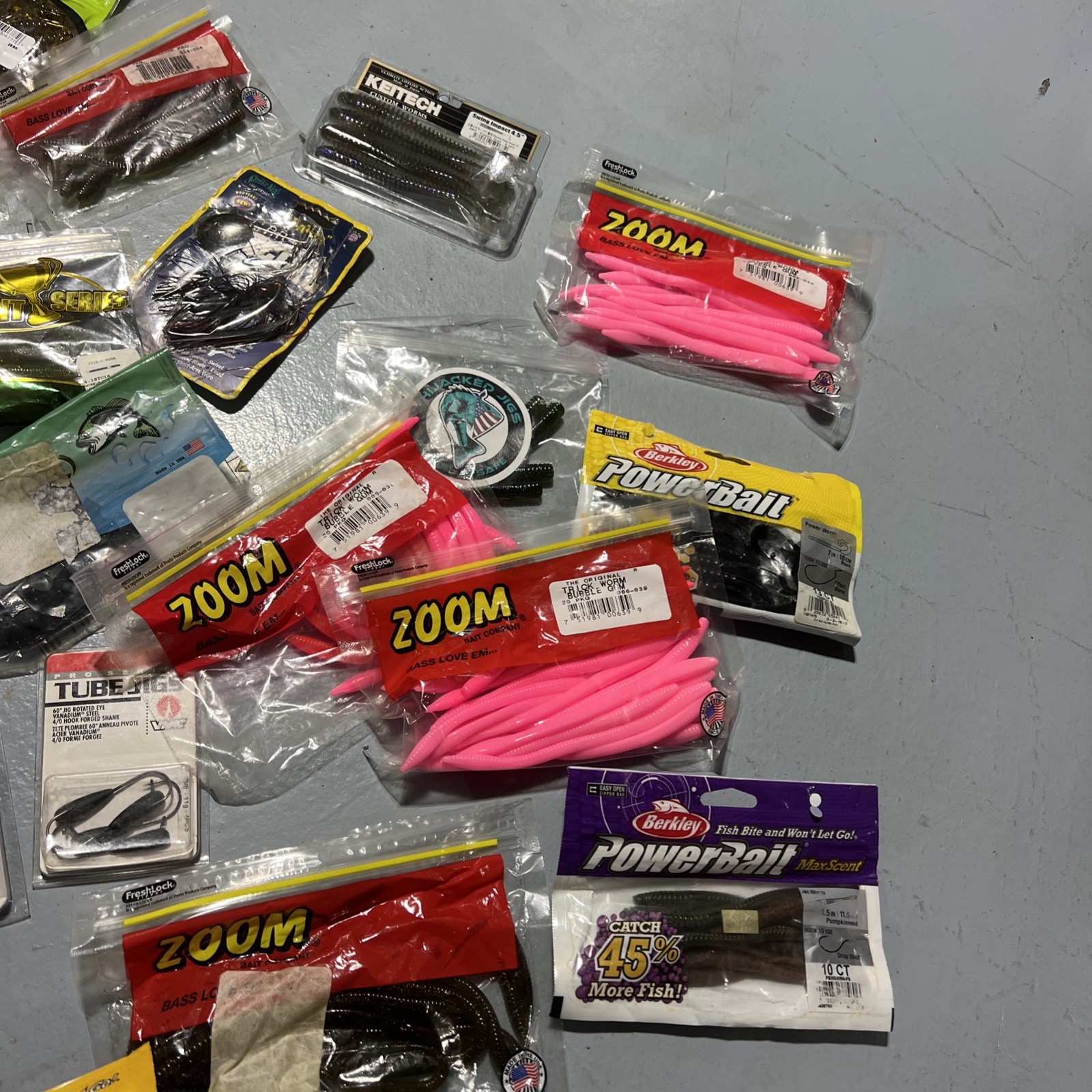 Lot Of Bass Fishing Baits Zoom Booyah VMC Bass Pro Powerbait Tubes Spinnerbaits - Image 5