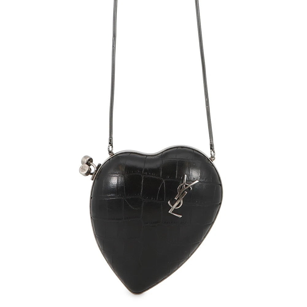 Saint Laurent — SAINT LAURENT PARIS Lovebox Shoulder Bag Croco embossed leather Black 466212...