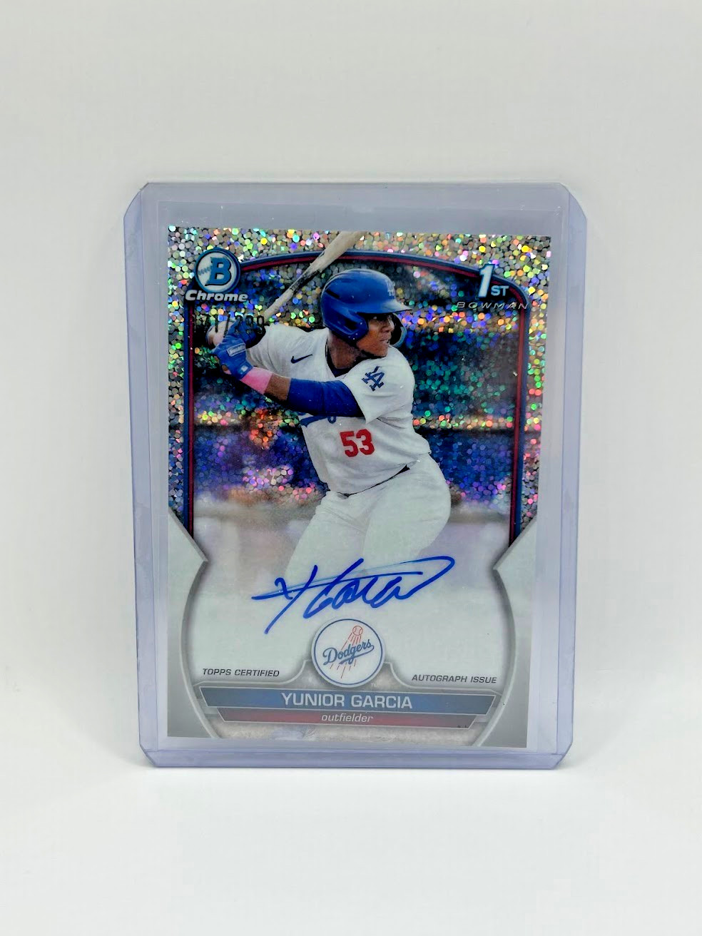 2023 Bowman Chrome Yunior Garcia 1st Speckle Refractor Auto #/299 CPA-YG