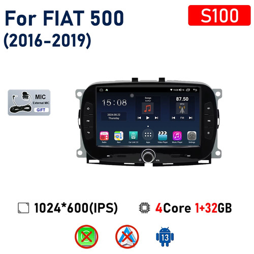Android Car Radio For Fiat 500 2016-2019 Multimedia Stereo GPS Player Screen - Picture 7 of 39