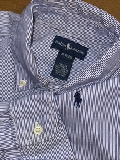 Ralph Lauren Shirt Youth Boys XL ( 18 - 20 ) Blue Stripes Long Sleeve Button Dow