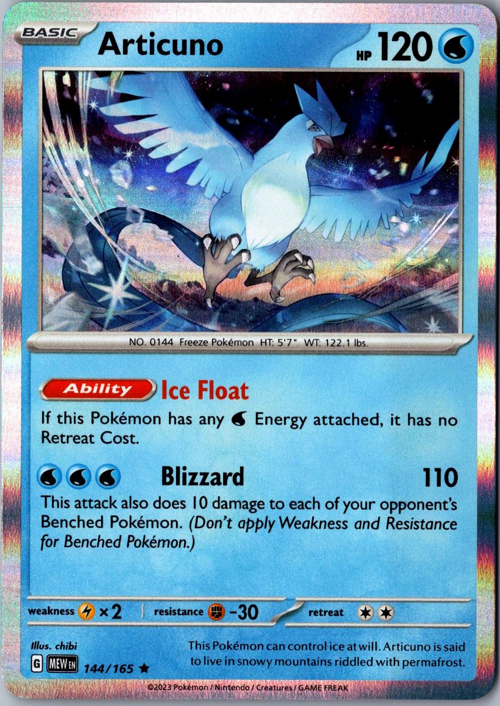 Articuno Holo 144/165 Rare Scarlet and Violet 151 Lightly Played Pokemon Card
