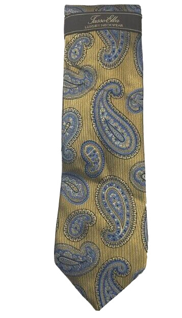 Tasso Elba Mens Paisley Pattern Silk Necktie Gold-OS 3490₽