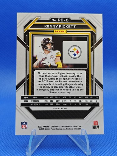 🔵 2022 Panini Chronicles KENNY PICKETT Prizm Black Silver RC #PB-6 - Picture 2 of 2
