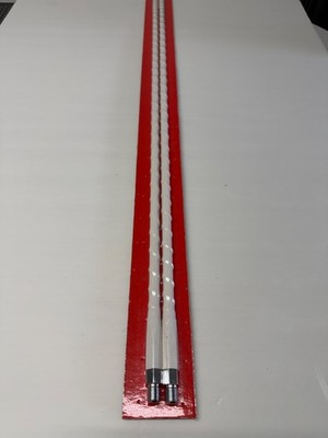 DUAL SET OF 4' WHITE FIBERGLASS CB ANTENNA W/BLACK  CAPS 500W WHIPS FOR COBRA