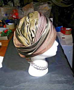 Vintage Rare Miss Dior 60s Orange Tulle Mesh Pillbox Turban Hat Christian Dior Christian Dior Pink Chiffon Hat ~ High Pleated Turban  main image 3