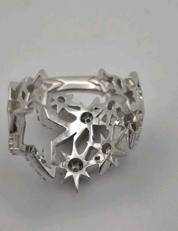 925 Sterling Silver Multi Star Ring Starbust Dazz… - image 10