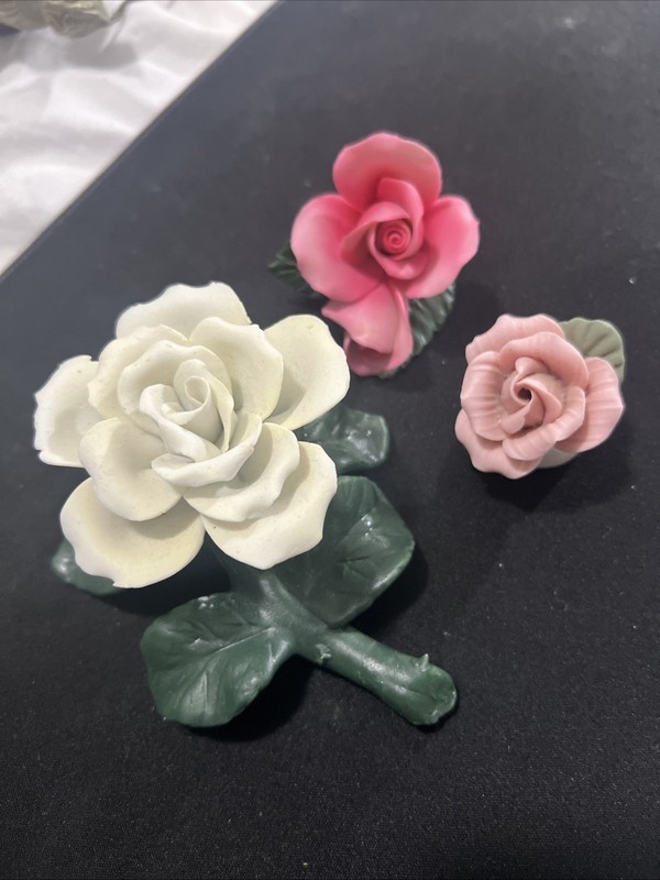 Porcelain Flower Italy Lot Of 3