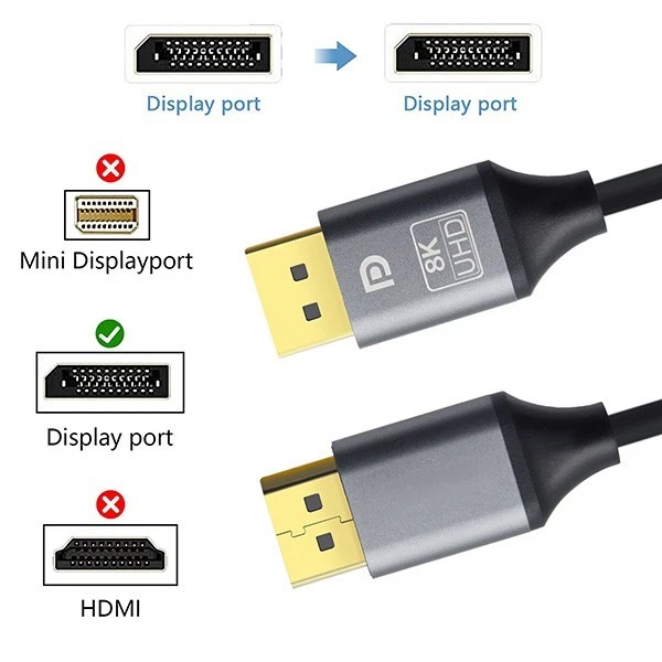 6ft DisplayPort Cable – 8K Ultra HD, Gold-Plated, Durable, Long-Lasting - Image 2 of 4