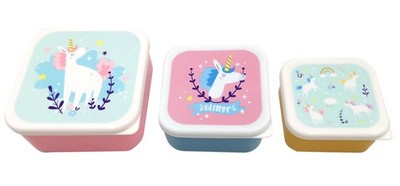 Brotdose 3er Set Einhorn Frischhaltedose BPA-frei Kinder Reise Snackbox