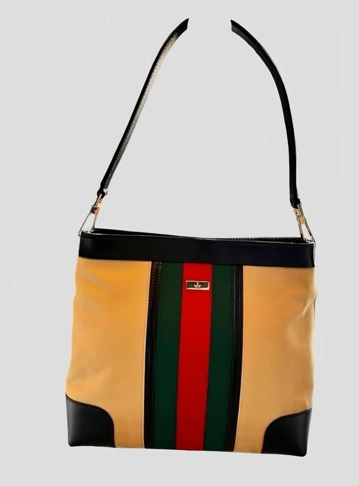 Gucci Vintage Sherry Web Leather & Canvas Shoulder Bag - Excellent Condition - Image 2 of 4