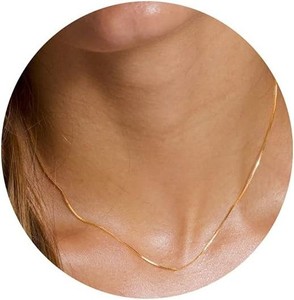 Authentic Gold Chain Necklace for Women Dainty 18K Gold Plated Thin Satellite Beaded Turqu