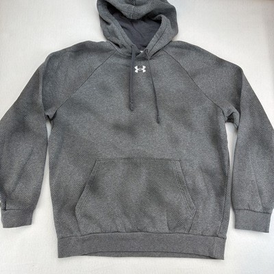 Under Armour Fleece Hoodie Mens Medium Gray Loose Fit Coldgear Kangaroo Pocket
