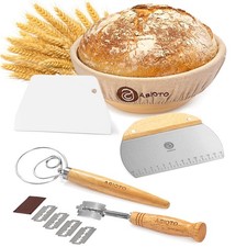 Bread Making Tools By - A Complete Bread Kit With 9" Round Proofing Basket Wi...