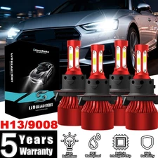 4PCS H13+H13 LED Headlight Bulbs Kit 240W 35000LM Hi/Lo Beam Super Bright White