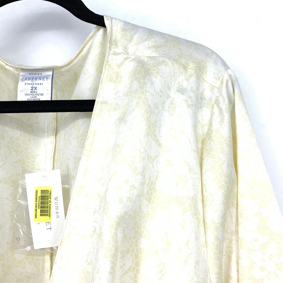 Juego de 2 piezas de ropa de dormir Cabernet talla 2X crema satinado encaje recortado sin cordones y bata NUEVO Foto 4 de 4