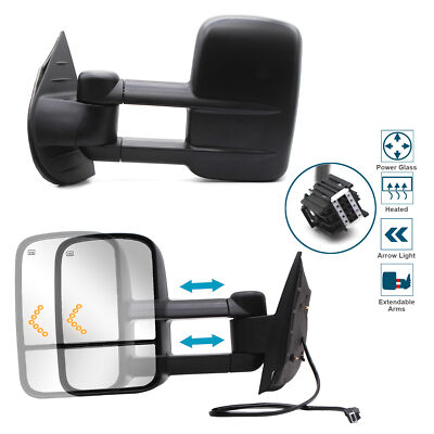 Towing Mirrors For 2007-13 Chevy Silverado 1500 2500 3500 Power Heat Arrow Lamp