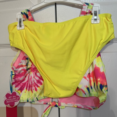 Limited Too Bikini Set Bright Tie Dye Pink Yellow SPF 50+ UV Girl Size 14/16 - Picture 2 of 7