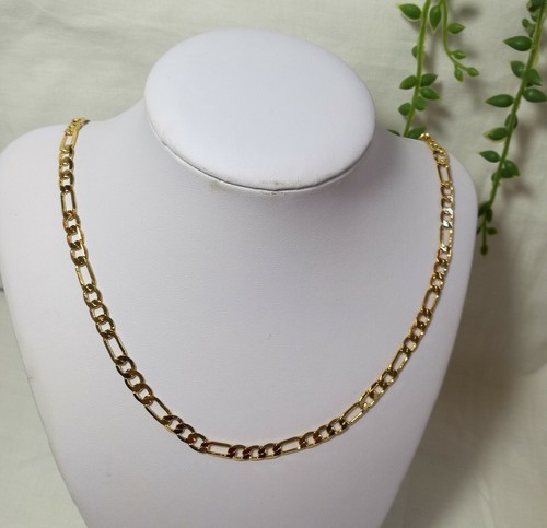 24K gold plated/filled men figaro chain 