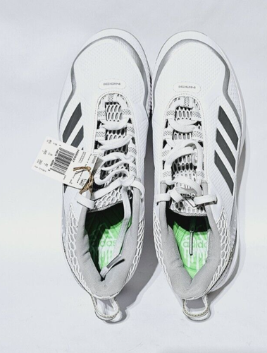 Scarpe da baseball Adidas da uomo taglia 7 Icon 7 in metallo gocciolatoio bianco/argento H00997 - Foto 9 di 10