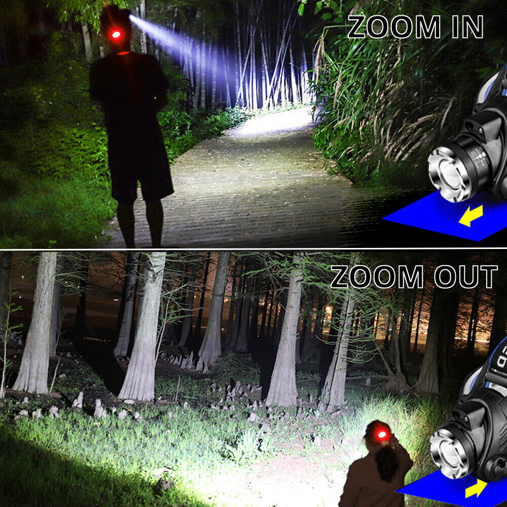 25000LM LED Headlamp Rechargeable Headlight Zoomable Head Torch Lamp Flashlight - Picture 5 of 24
