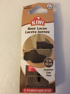 KIWI Boot Laces Brown Flat Leather Shoe Laces 9+ Eyelet 72 In. 183 cm 1 PAIR
