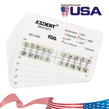 10X AZDENT Dental Orthodonic Metal Brackets Standard Roth Slot.018" Hooks 345