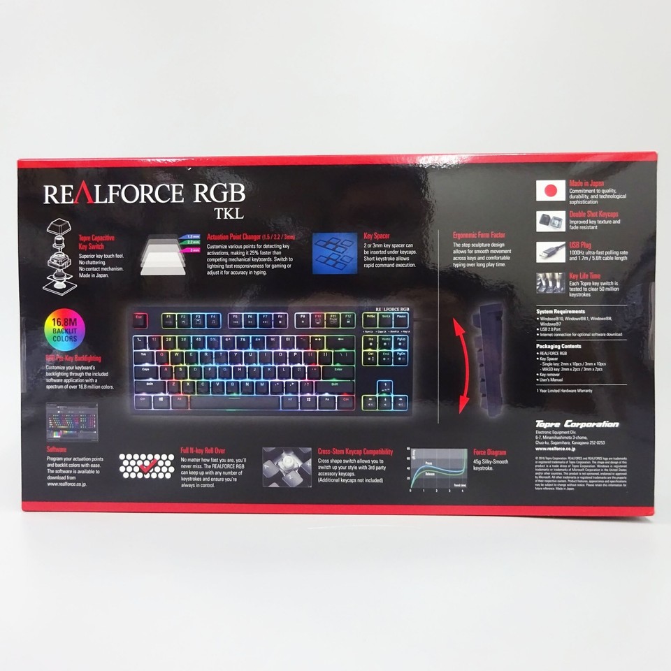 Topre R2TLA-US4G-BK REALFORCE RGB TKL R2 English Numeric Keyless 87 ...