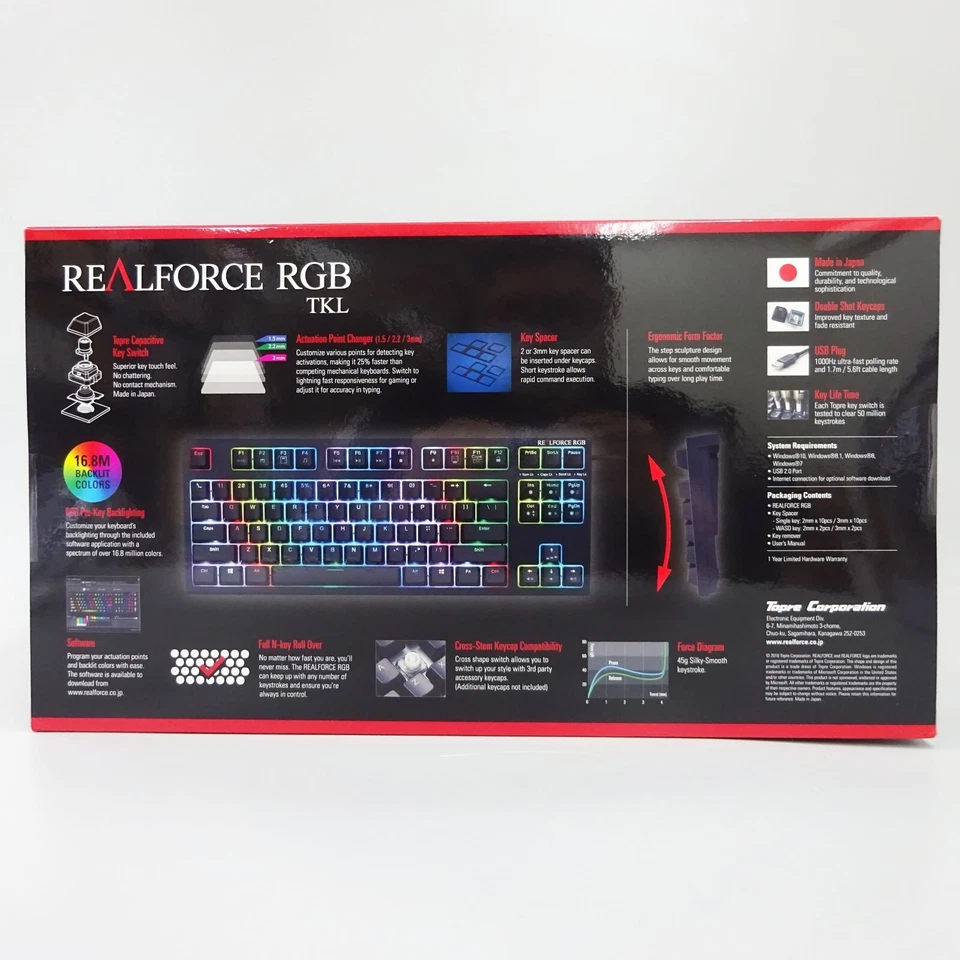 Topre R2TLA-US4G-BK REALFORCE RGB TKL R2 English Numeric Keyless 87 Arrays NEW - Image 2 of 4